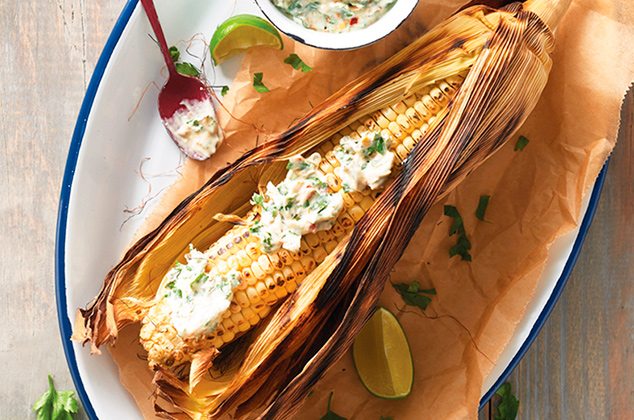 Elote with jocoque dip