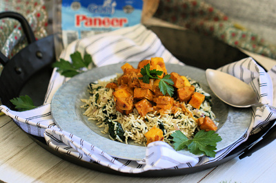 Coconut Gopi Paneer-Grilled Chicken and Spinach Rice
