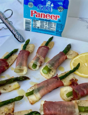 Paneer, Proscuitto & Asparagus Tapas