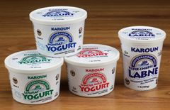 Display of Karoun Yogurt and Labne containers